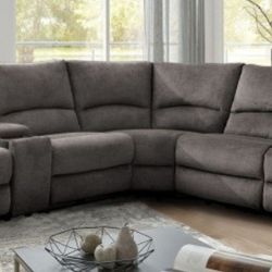 Brand New Grey Super Plush Power Reclining Sectional Sofa 