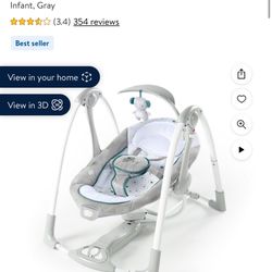 Ingenuity Convert Me 2-in-1 Portable Vibrating Baby Swing Nash, Infant, Gray