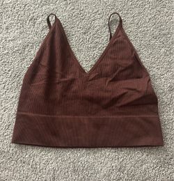 Brown Ribbed Triangle Bralette