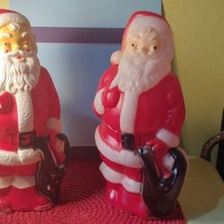 PAIR OF VINTAGE SANTA BLOW MOLDS (EMPIRE)