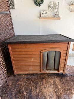 Wooden Dog House with Flap Door