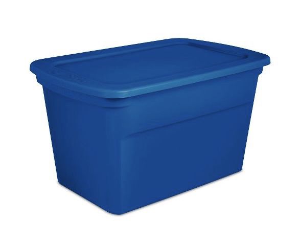 Sterilite 18 Gallon Plastic Stackable Storage Tote Container Box, Blue