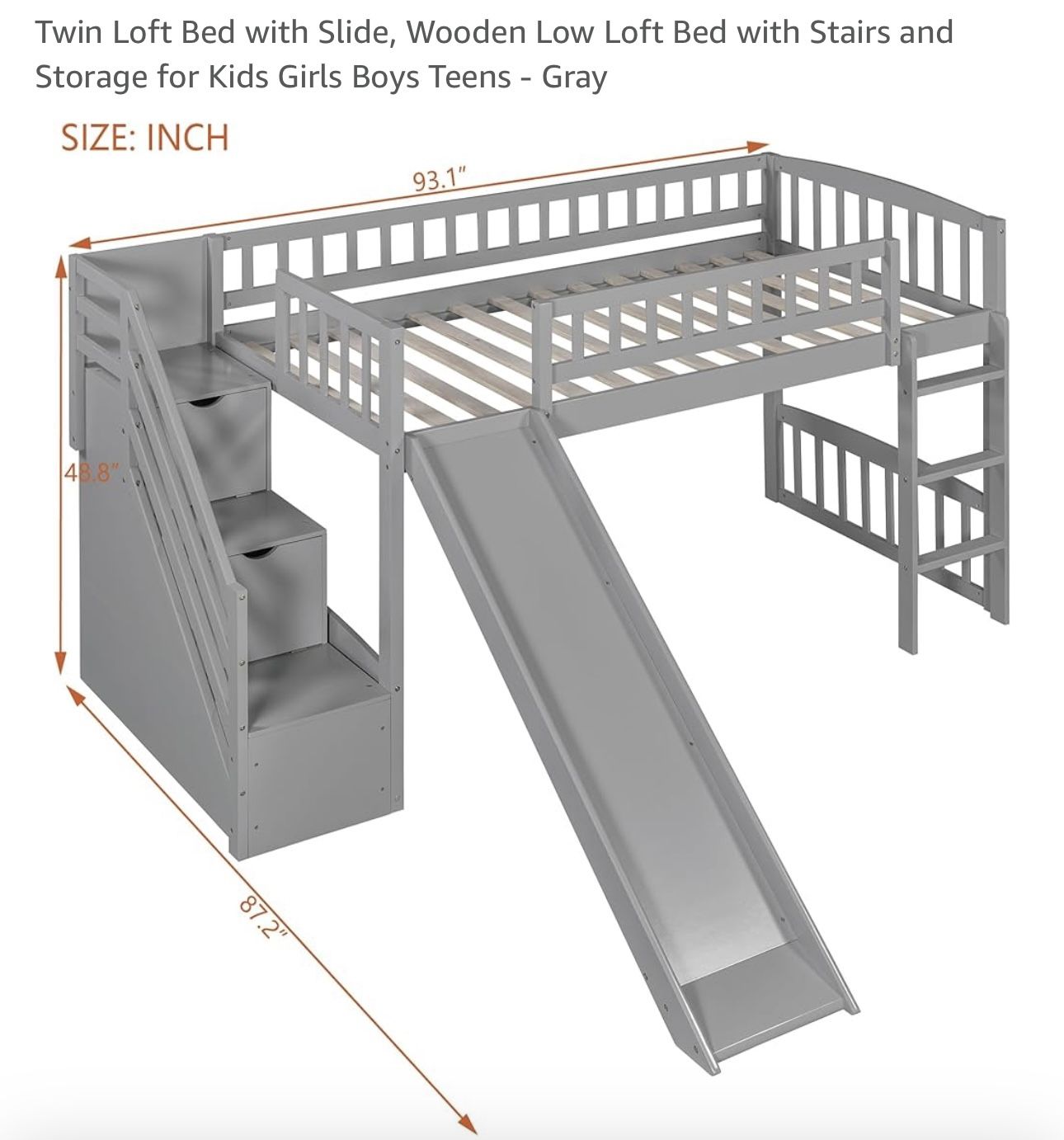 Loft Bed With Built In Slide And Drawers $250 OBO