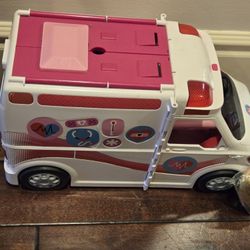 Barbie Ambulance Care Clinic Vehicle 2 In 1 Playset With Accesories