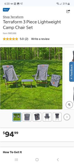 Terraform 3 Piece Lightweight Camp Chair Set $60