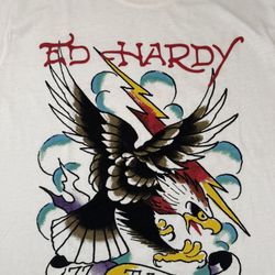 Ed Hardy Tattoo Graphic Print Ivory Short Sleeve T-Shirt (XL, Men's)