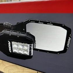New Rigid Atv UTV Canam Rzr Side Led Mirros Pair Set With Harness, Brackets