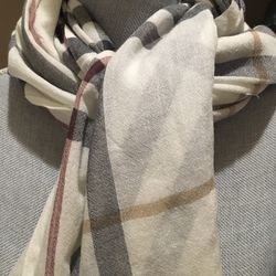 Burberry Lightweight Giant Check Wool And Silk Scarf 