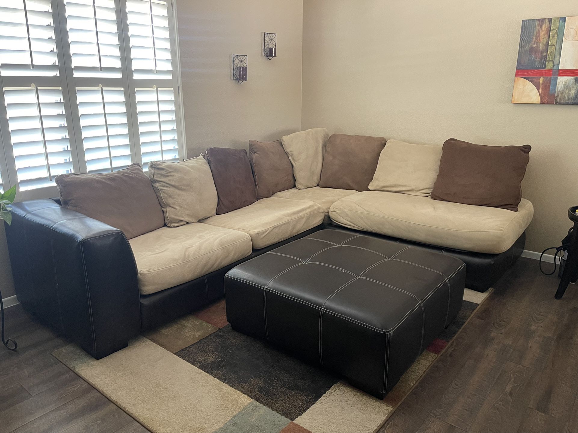 MUST SELL BY 7/16 Make Us An Offer! Sectional Couch With Ottoman AND Oversized Swivel Chair