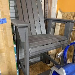 allen + roth by POLYWOOD Oakport Slate Grey HDPE Frame Stationary Counter-height Chair Slat Seat