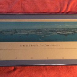 BLAKEWAY PANORAMIC FRAMED AERIAL PHOTOGRAPH 1980'S REDONDO BEACH SERIES 4