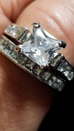 Women's wedding engagement promises ring set size 7.0