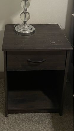 Dark Brown Nightstand with Drawer and Shelf
