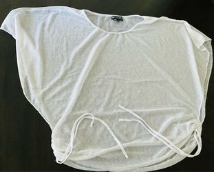 Papillon White Drawstring Cover-Up Top – Women's Size Large