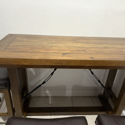 Rustic Pub-Height Dining Table with 3 Stools