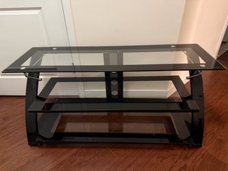 Black Glass TV Stand / Entertainment Center – Excellent Condition