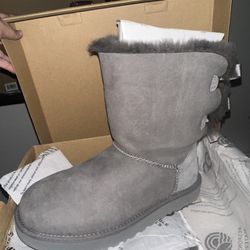 Grey Bow Ugg Boots