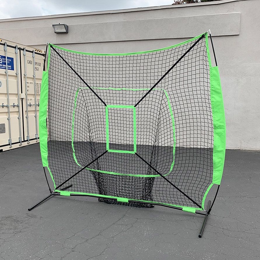 $55 (Brand New) Baseball & softball practice hitting & pitching 7x7’ net with bow frame, carry bag