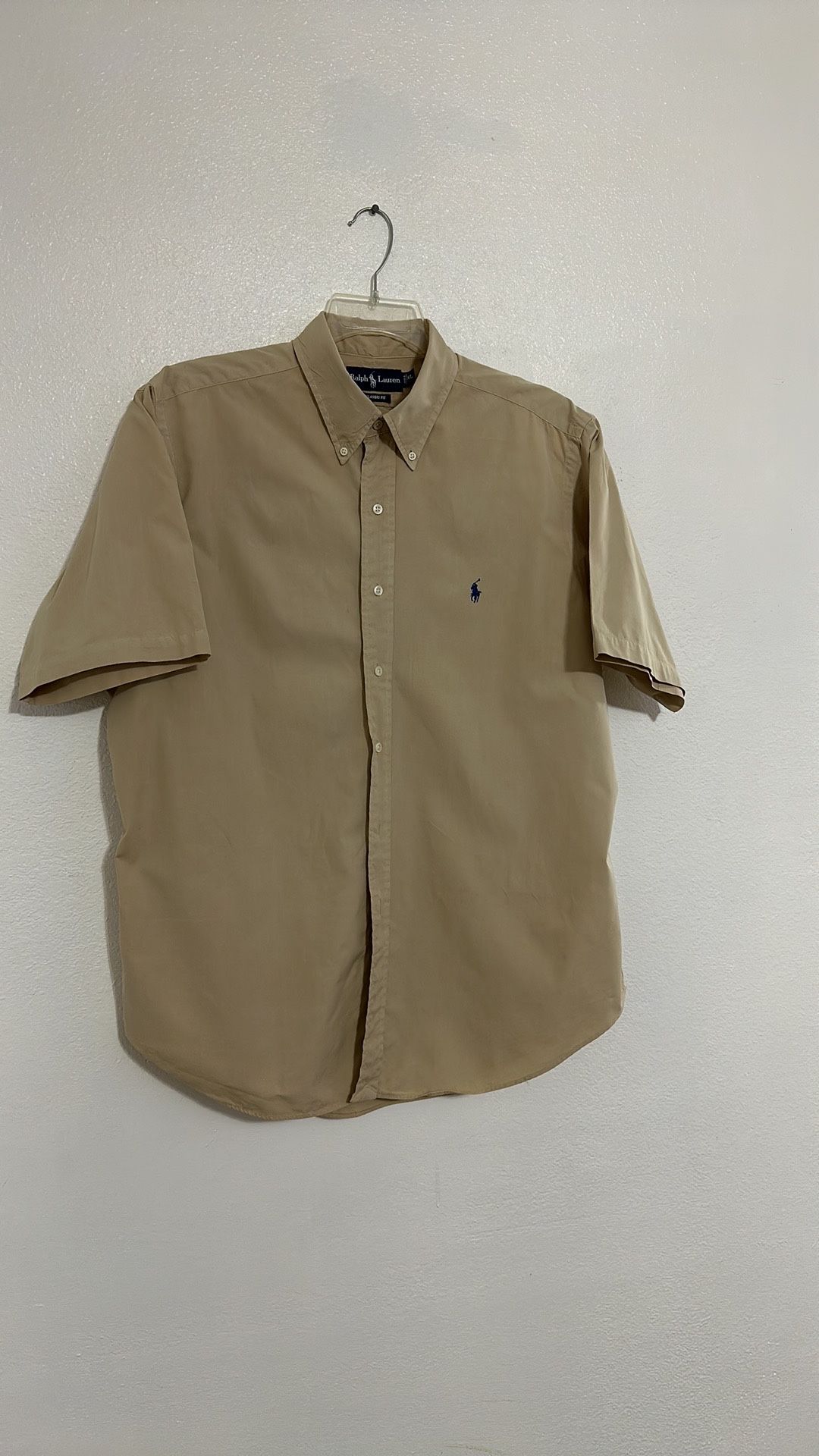 Ralph Lauren Classic Fit, Cotton Man’s Shirt, Beige Color, Size XL, Short Sleeve, in Great Condition