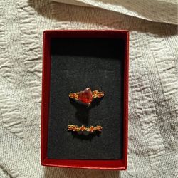 Ruby Heart Ring Set
