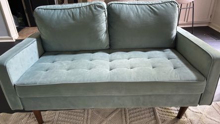 Elegant Blue velvet accent sofa