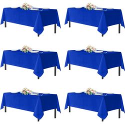 sancua Royal Blue Tablecloth for 8 Foot Rectangle Tables, 6 Pack - 60x120 Inch - Washable Fabric