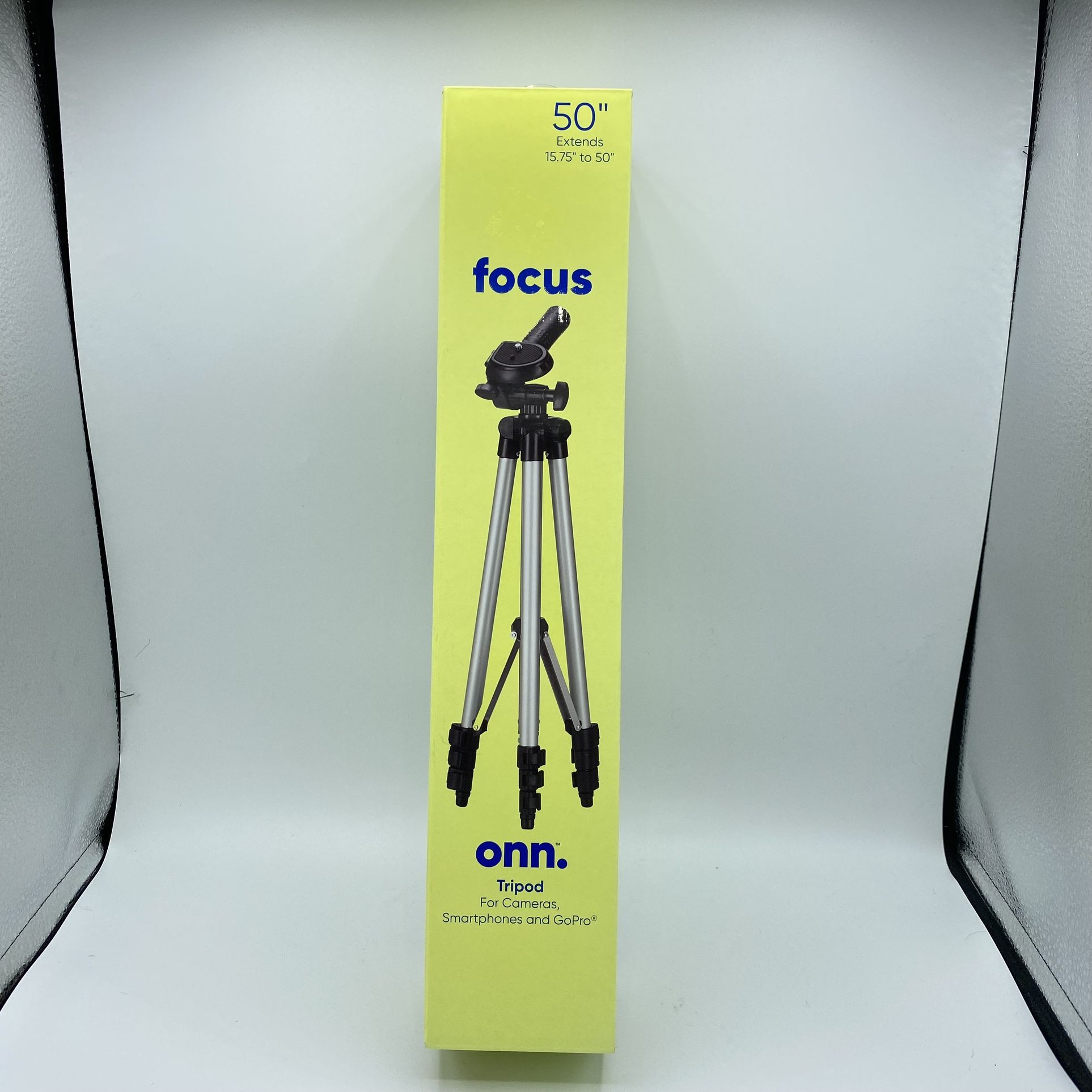 Onn. 50" Tripod Focus Cameras Smartphone GoPro Swivel Head Bubble Level