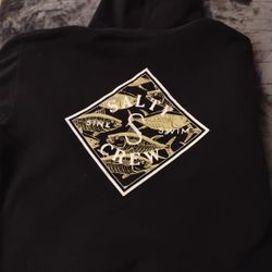 Large Used Men Hoodie Black Sweater 