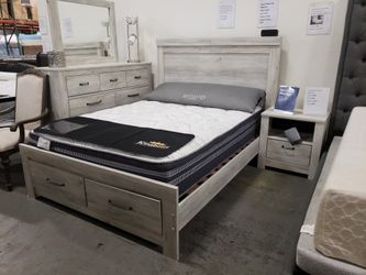 New Ashley furniture 4pc queen size bedroom set with storage tax included free delivery