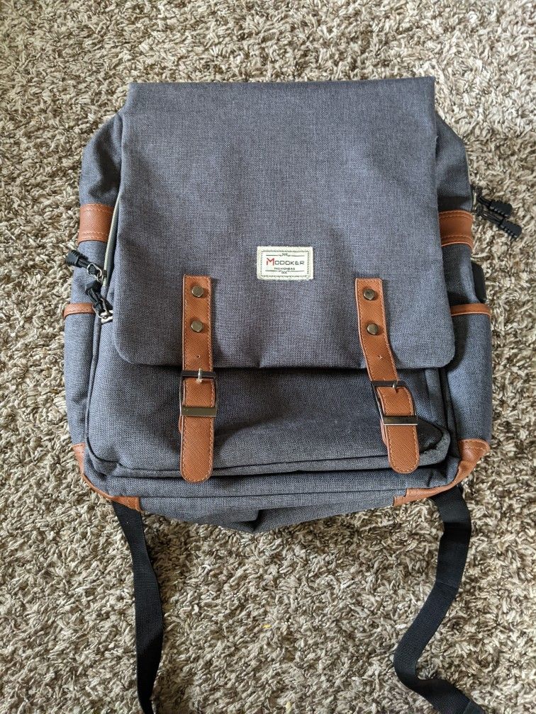 Mancio Slim Vintage Style Laptop Backpack Gray