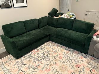 Green corduroy sectional