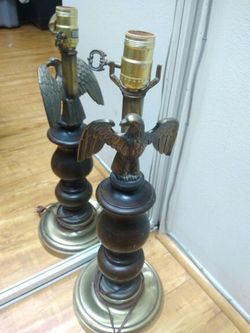 Rare vintage solid brass and wood lamp