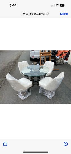 Mid Century Glass Table And Chairs 