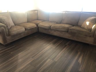 Brown Chenille Sectional Couch