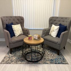 Two Grey Sitting Chairs 