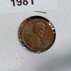 1981 double die penny error coin us one cent copper coin
