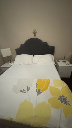 Full size metal bed frame and Upholstered headboard