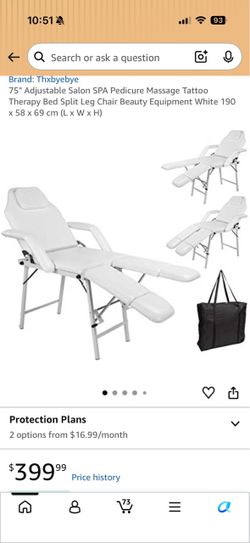 Adjustable Salon Massage Tattoo Bed Chair White