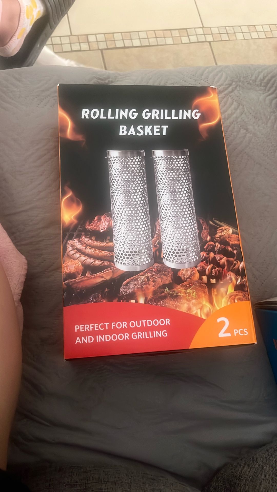 2pcs Rolling Grilling Basket 