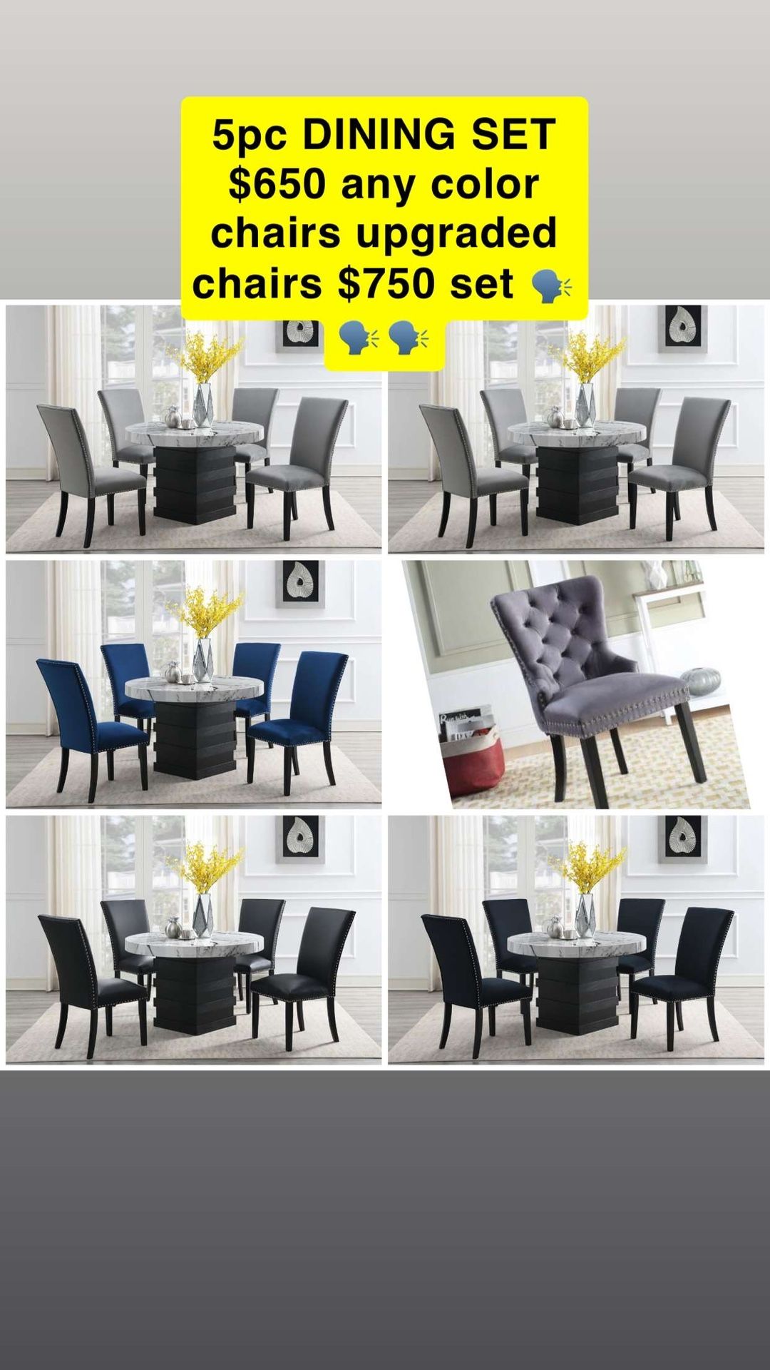 5pc Marble Dining Table set $650 