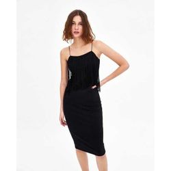 ZARA black dress with fringes, size S