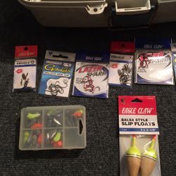 Brand new fishing lines hooks and weights with the case