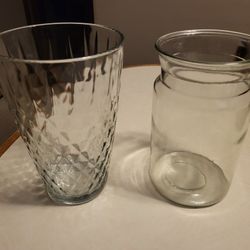 LARGE GLASS VASES APPROX 10" TALL X 5" WIDE
