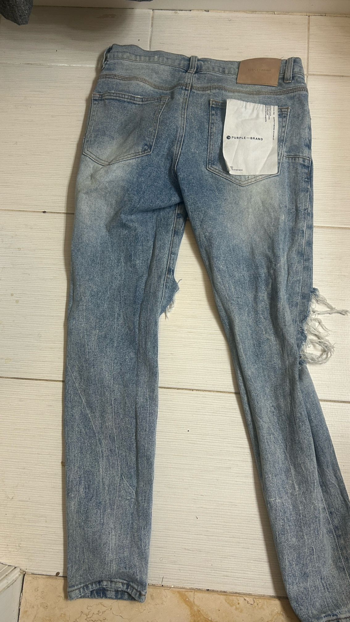 Purple Jeans Light Blue Rips In Knees(no Front Tag)
