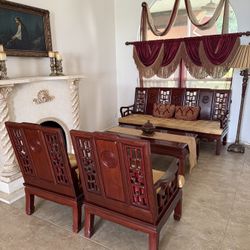 Vintage Oriental Solid Wood Living Room Set