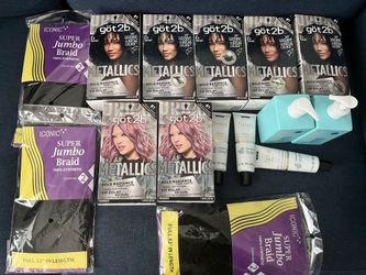 New Schwarzkopf got2b Hair Dye, Iconic Jumbo Braid,Joy Works Lotion, and Texture Theory Scalp Oil Bundle