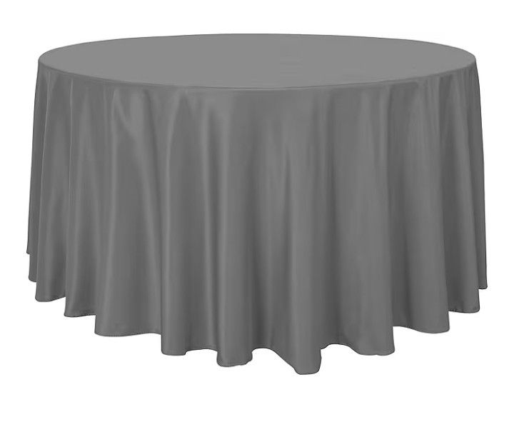 Grey 108" Round Polyester Tablecloth