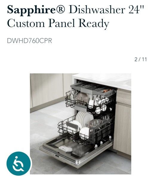 Sapphire® Dishwasher 24'' Custom Panel Ready
DWHD760CPR