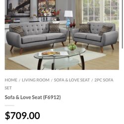 Gray Sofa And Love Seat Set 