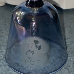 Vintage Walt Disney World Mickey Mouse 5" Blue Etched Hand Bell by Crystal Art 